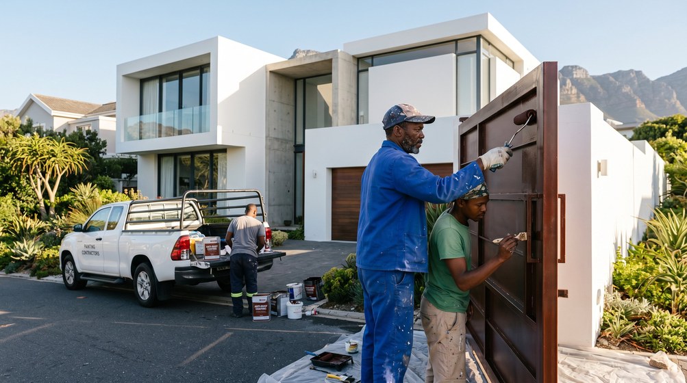 Professional anti-rust coating team applying rust protection to a metal gate in Kenridge